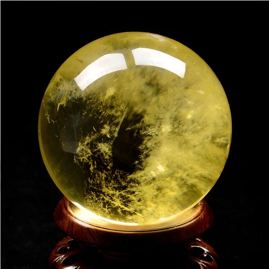 Large Yellow Crystal Ball Empowered with Blessing by Master Huiwen